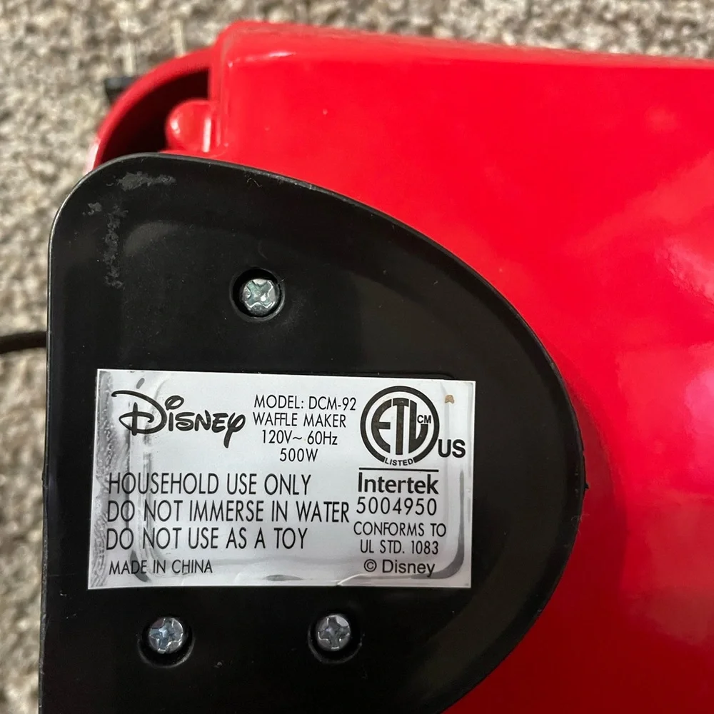 Disney Mickey Mouse Mini‎ waffle maker Red/Black like new clean condition